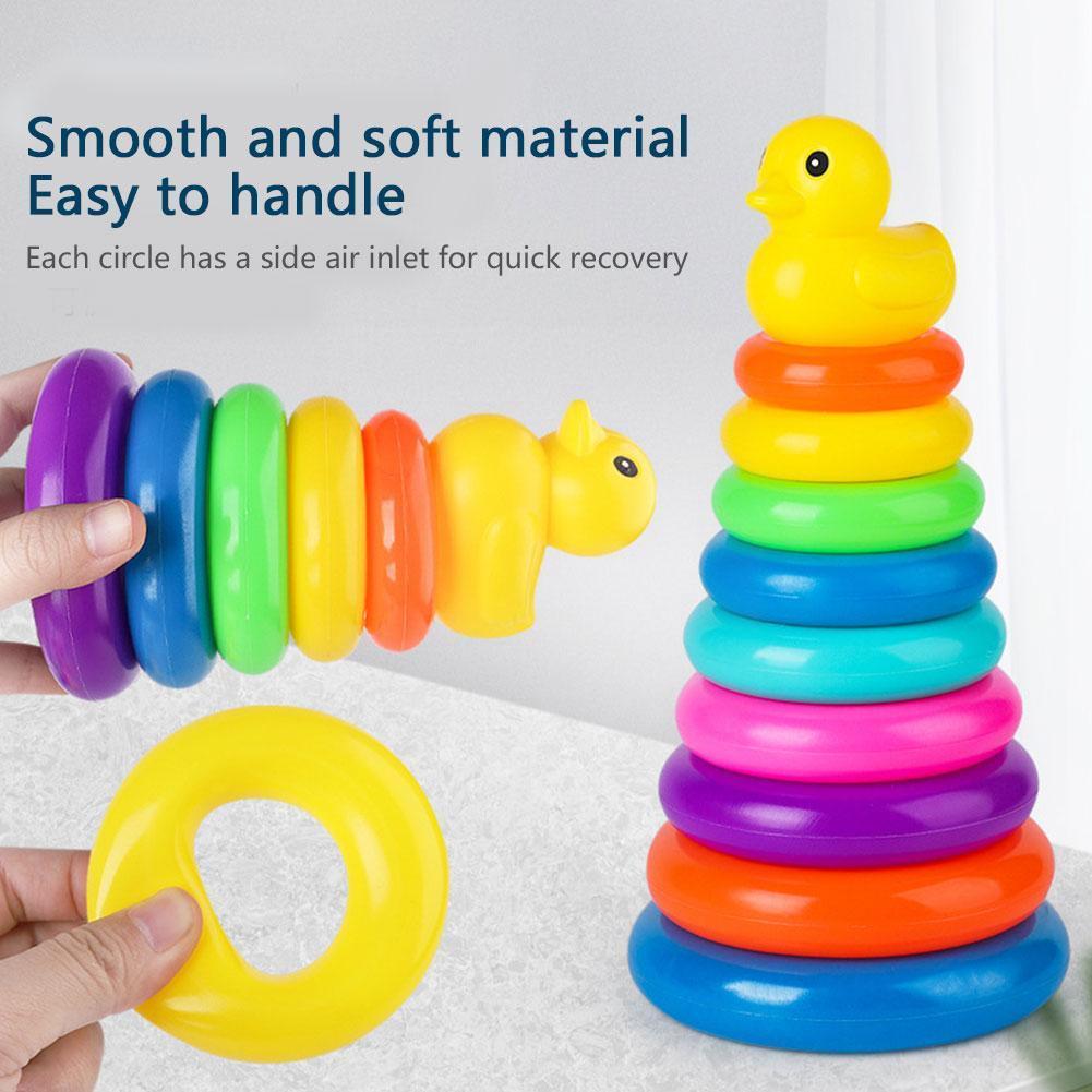 Animal Rainbow Stacking Ring Tower Stapelring Kids Montessoris Toys Early Education Teaching Aids Wood Baby Toys Gift Stack