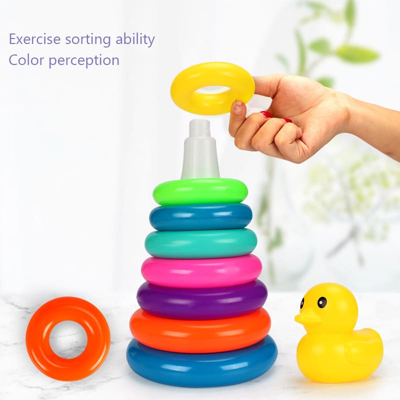 Animal Rainbow Stacking Ring Tower Stapelring Kids Montessoris Toys Early Education Teaching Aids Wood Baby Toys Gift Stack