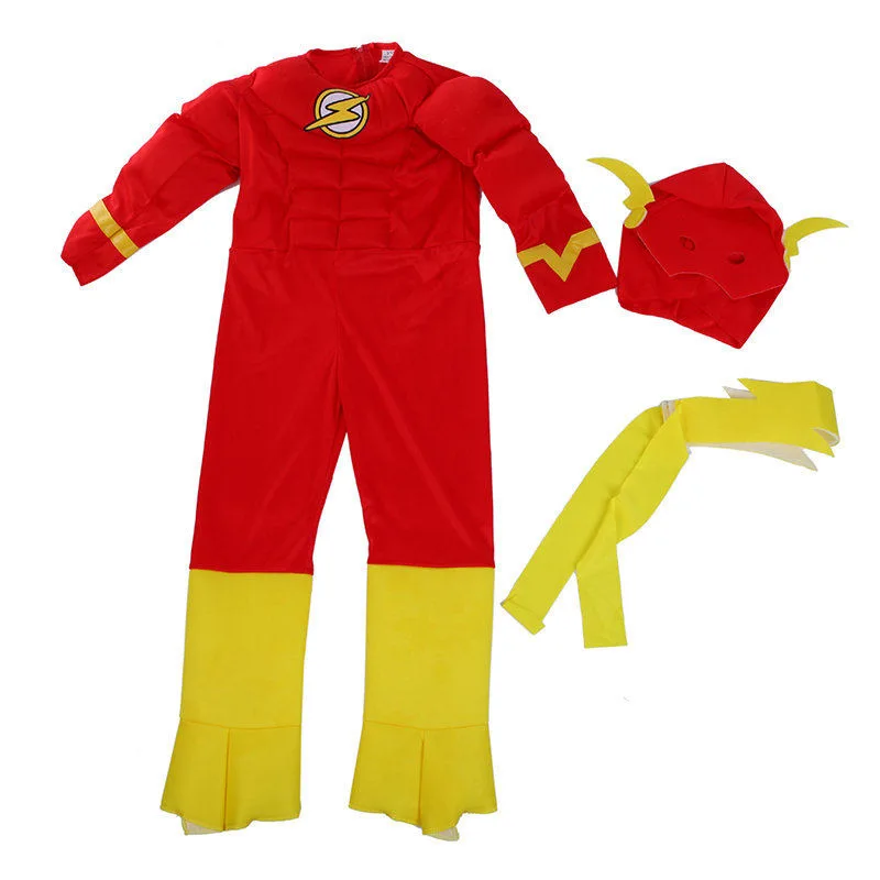 Kids The Flash Muscle Costume Cosplay Carnival Performance Party Clothing Halloween Disguise Dress Up