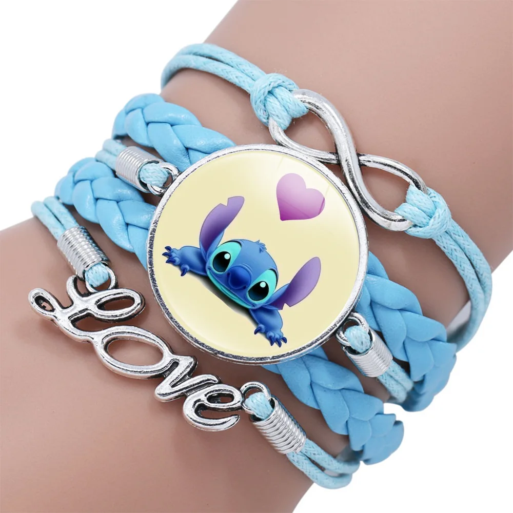 1pcs Disney Stitch Bracelet Cartoon Lilo & Stitch Anime Figures Print Cute Wristand Present Kids Toys Girls Christmas Party Gift