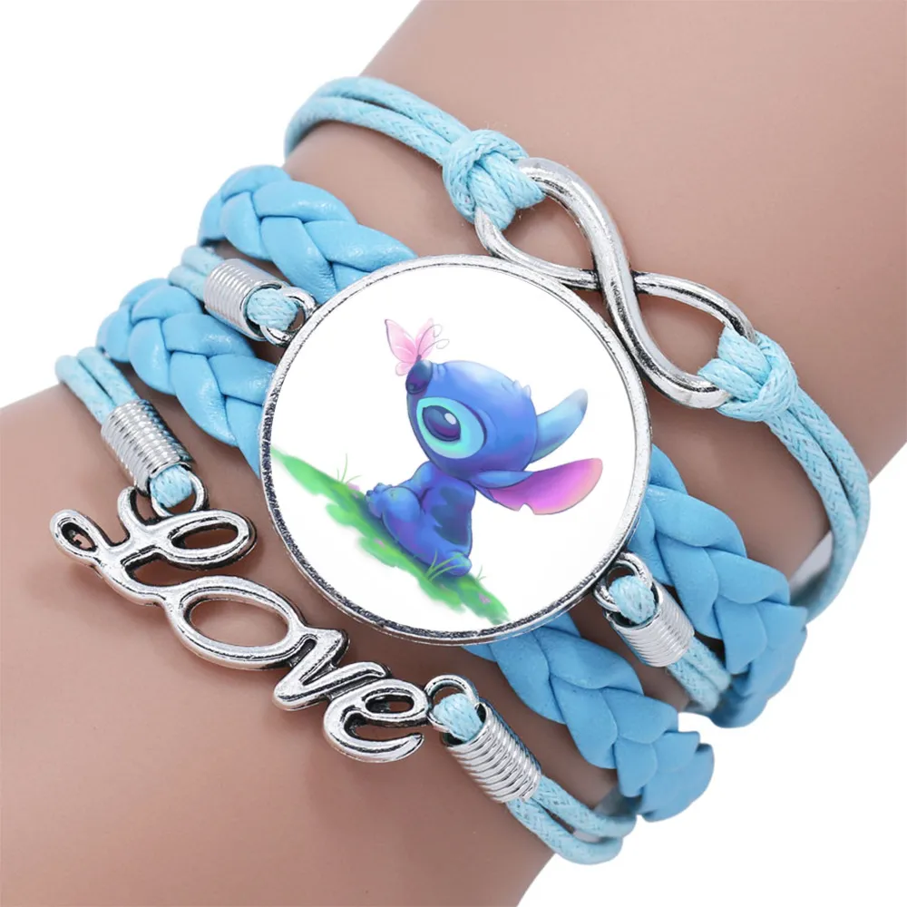 1pcs Disney Stitch Bracelet Cartoon Lilo & Stitch Anime Figures Print Cute Wristand Present Kids Toys Girls Christmas Party Gift