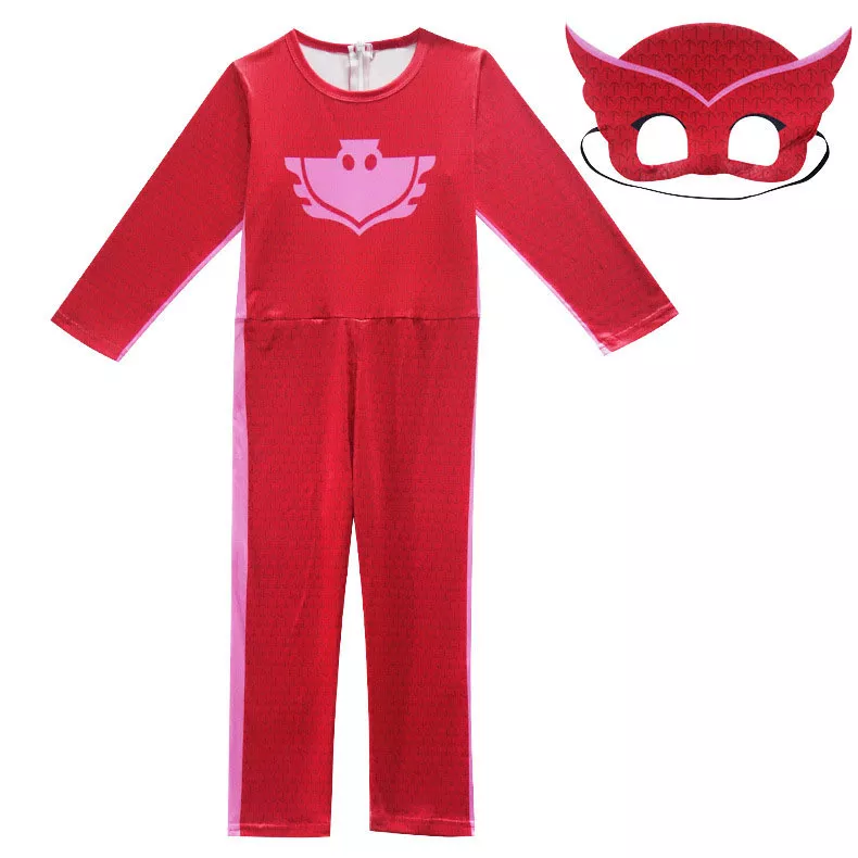 Kid Blue Red Green Jumpsuits Pajamas Cosplay Costume with Mask Night Hero Birthday Party Dress Sets Christmas Costumes