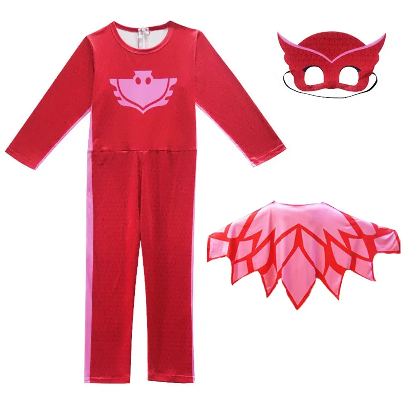 Kid Blue Red Green Jumpsuits Pajamas Cosplay Costume with Mask Night Hero Birthday Party Dress Sets Christmas Costumes