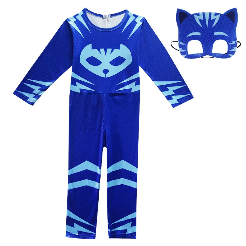 Kid Blue Red Green Jumpsuits Pajamas Cosplay Costume with Mask Night Hero Birthday Party Dress Sets Christmas Costumes