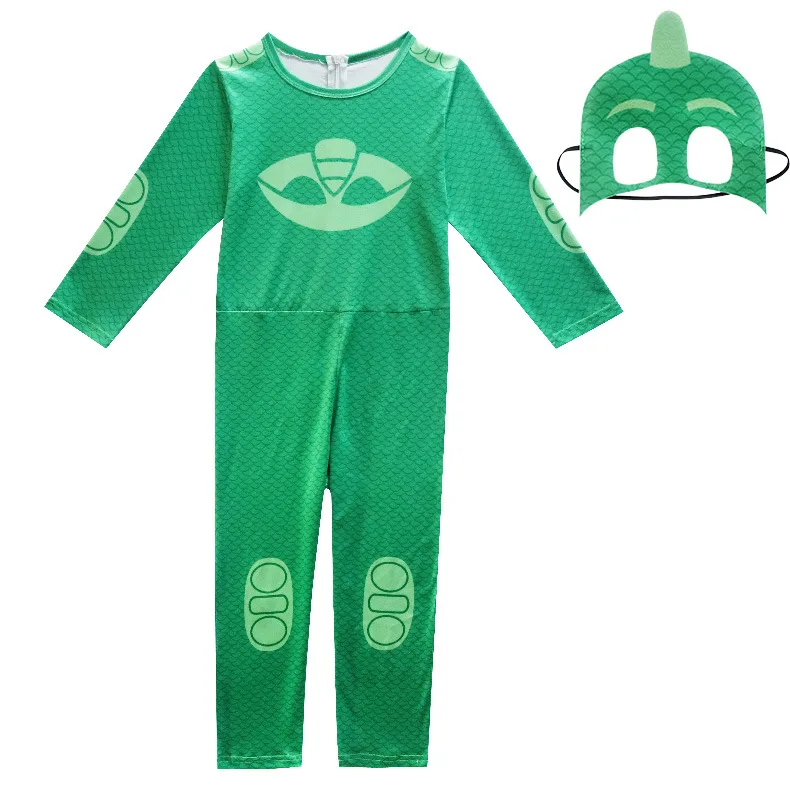 Kid Blue Red Green Jumpsuits Pajamas Cosplay Costume with Mask Night Hero Birthday Party Dress Sets Christmas Costumes