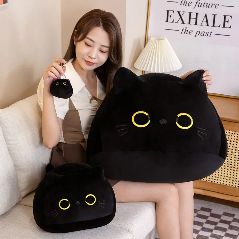 NEW Black Cat Plush Toy Soft Plushies Cute Stuffed Animal Cat Throw Pillow Doll Room Decor Kawaii Peluche Kids Birthday Gift