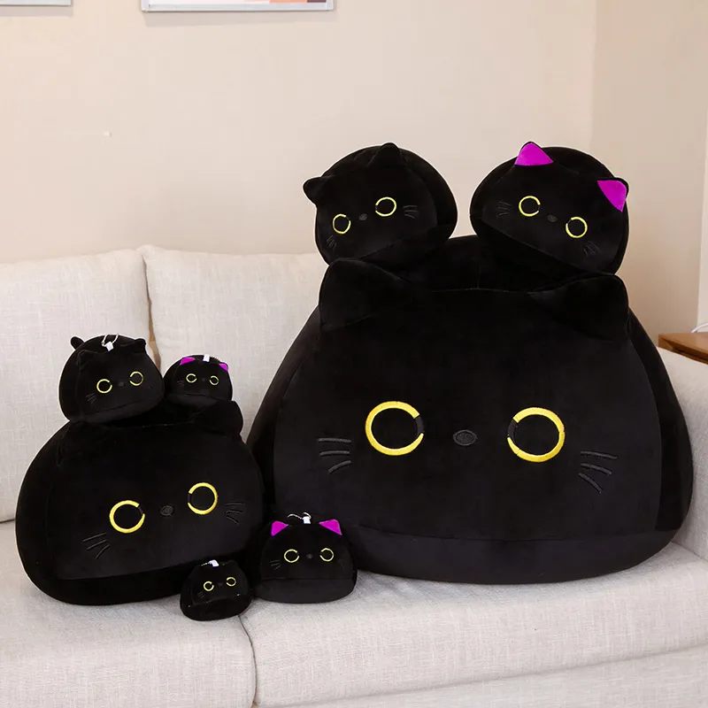 NEW Black Cat Plush Toy Soft Plushies Cute Stuffed Animal Cat Throw Pillow Doll Room Decor Kawaii Peluche Kids Birthday Gift