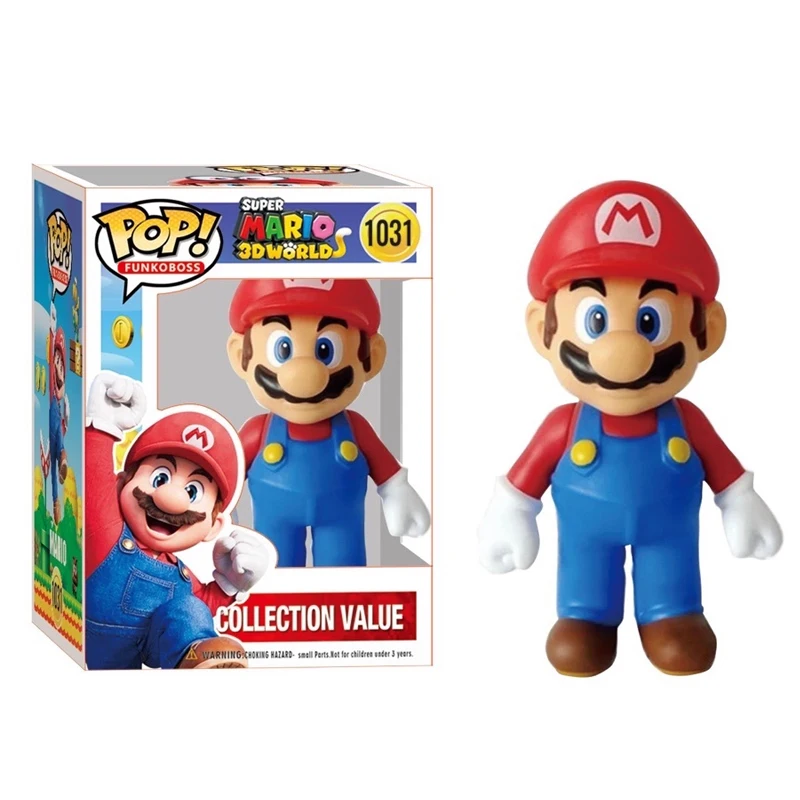 FUNKO POP Super Mario Bros Anime Figure Toys Dolls Model Set Luigi Yoshi Donkey Kong Mushroom For Kids Birthday Gifts