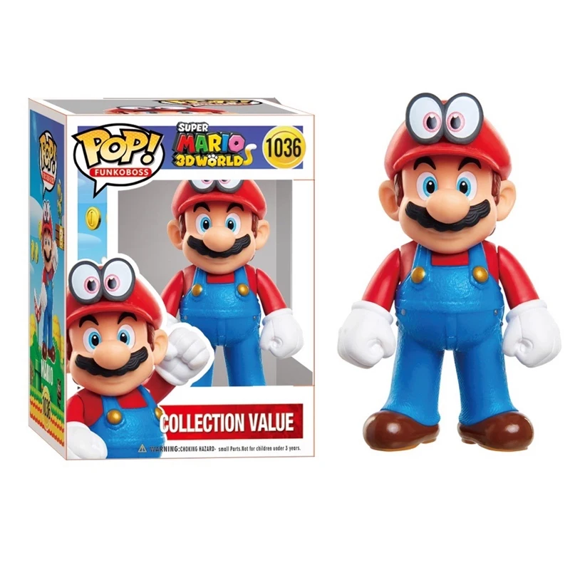 FUNKO POP Super Mario Bros Anime Figure Toys Dolls Model Set Luigi Yoshi Donkey Kong Mushroom For Kids Birthday Gifts