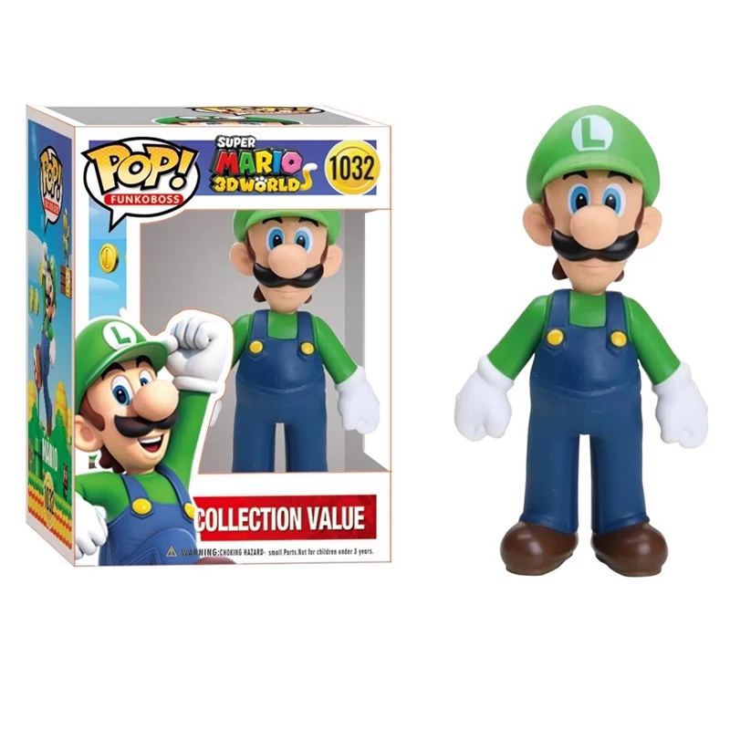 FUNKO POP Super Mario Bros Anime Figure Toys Dolls Model Set Luigi Yoshi Donkey Kong Mushroom For Kids Birthday Gifts