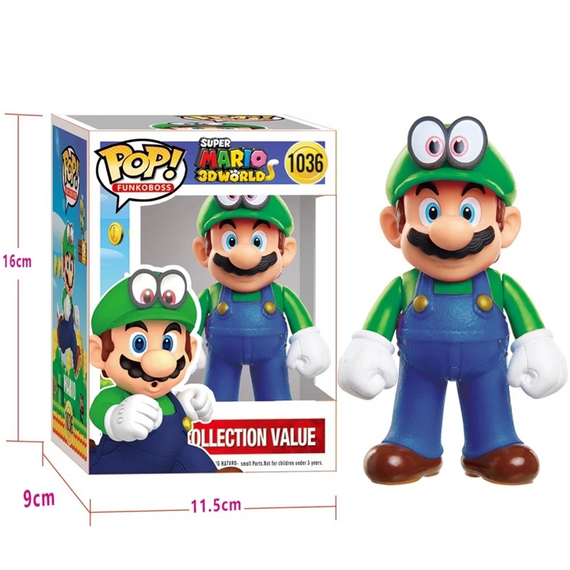 FUNKO POP Super Mario Bros Anime Figure Toys Dolls Model Set Luigi Yoshi Donkey Kong Mushroom For Kids Birthday Gifts