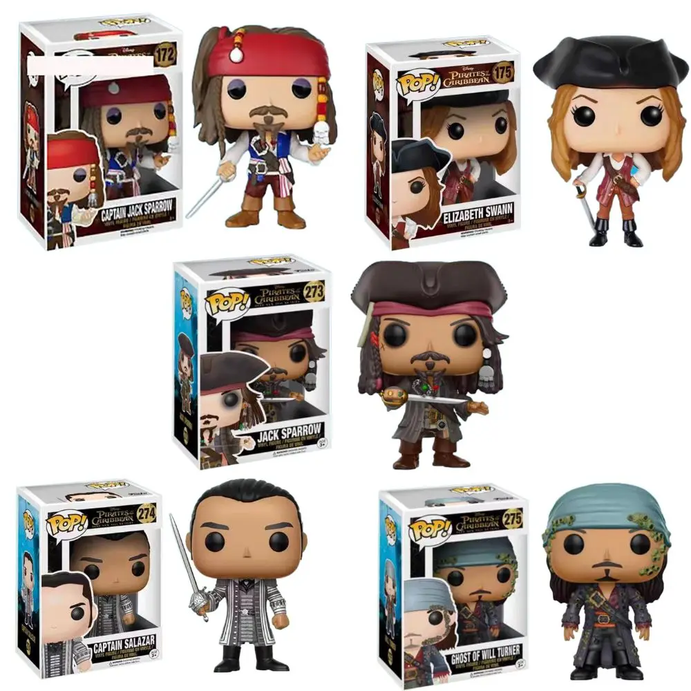 Funko Pirates of Caribbeans Captain Jack Sparrow Elizabeth Decoration Ornaments Action Figure Collection Model Toy for Children