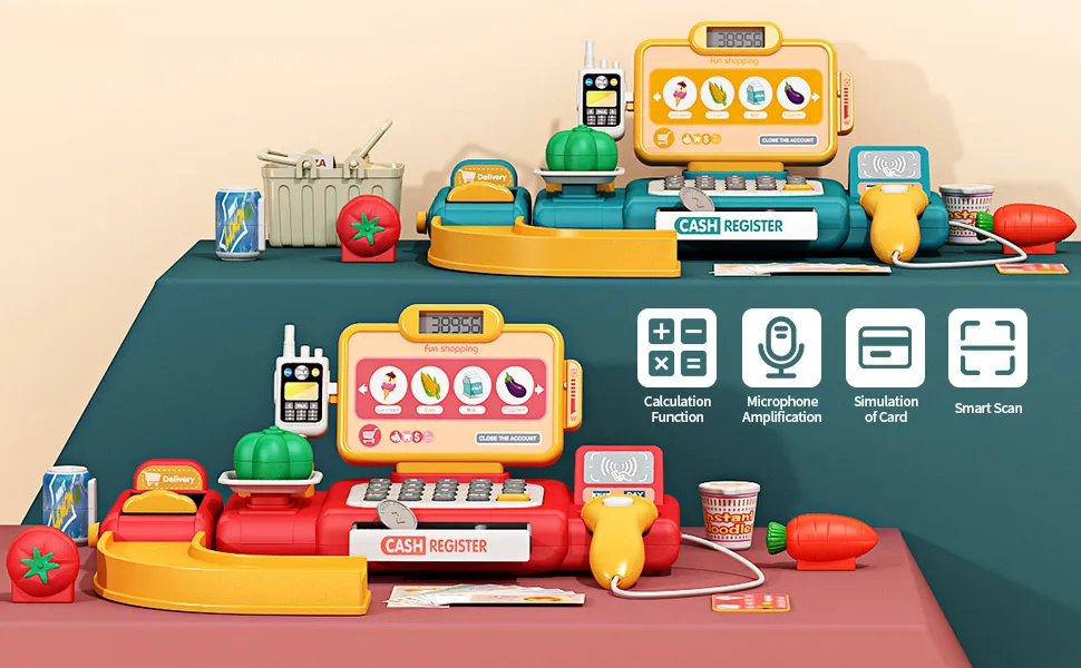 Toy Cash Register for Kids with Credit and Scale