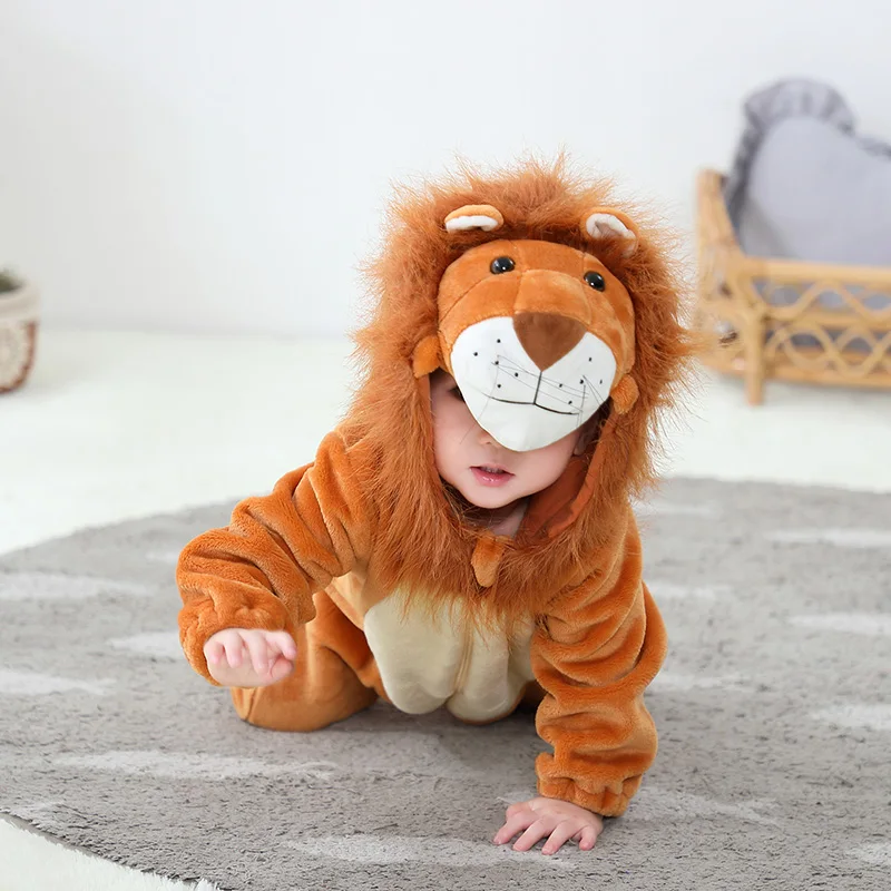 Umorden Animal King Lion Kigurumi Costume Baby Boys Infant Toddler Winter Pajamas Jumpsuit Onesies Flannel Birthday Fancy Dress