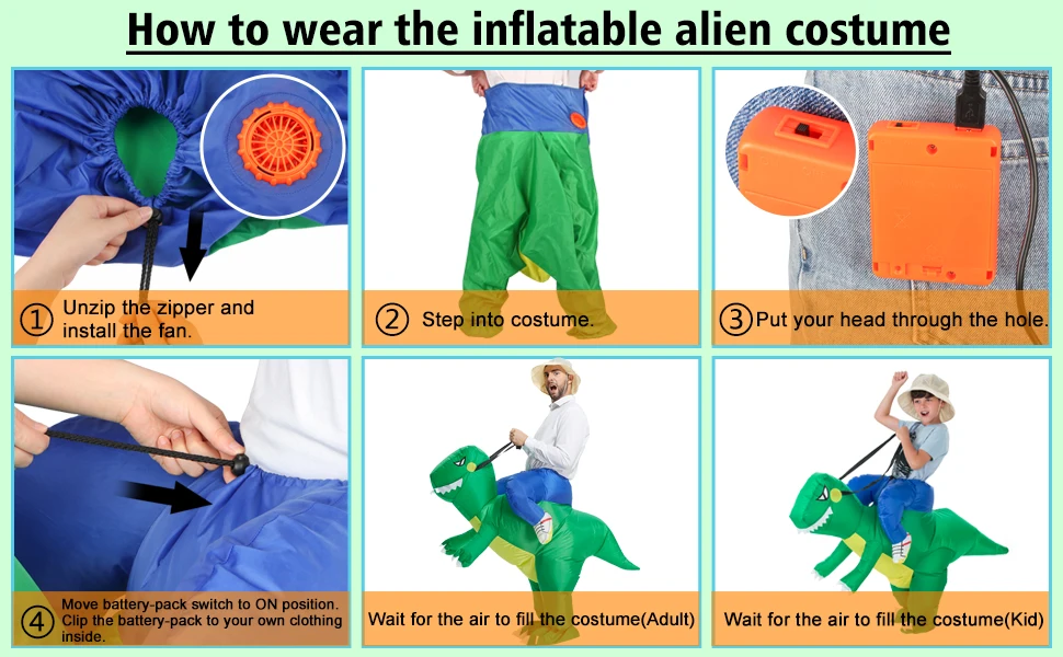 Inflatable Dinosaur Costume for Kids and Adults