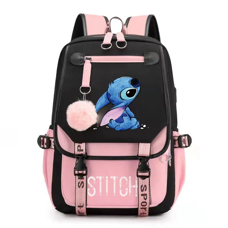 Lilo & Stitch Backpack with Built-in Phone Charging Port 