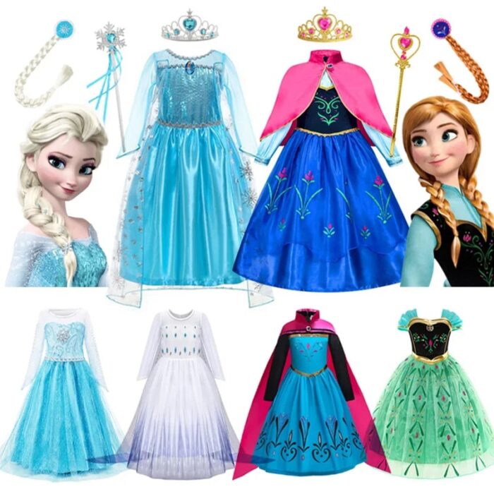 Anna and Elsa Costumes for Girls