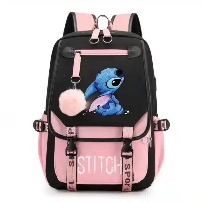 Lilo and Stitch School Backpack with Built-in Charging Capability (USB Connection)