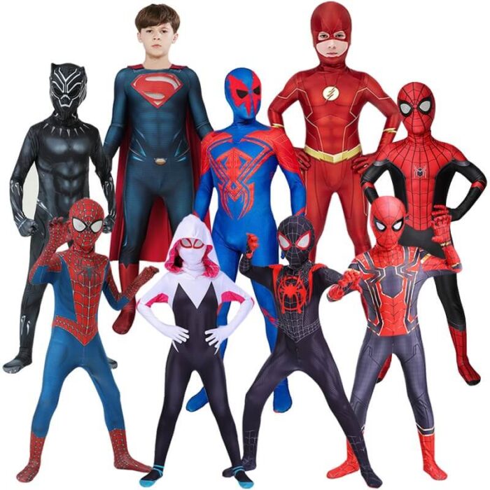 Costumes de Superman, Flash, Iron Man, Black Panther, Captain America pour enfants