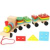 Pullable Wooden Stacking Train For Toddlers Ages 2+, Multi-colored